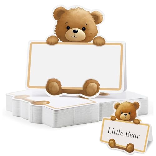 QingWing 80 Pezzi Segnaposti Cartellini Orsetto Carino per Battesimo, 8.5 x 8.4 cm Segnaposto Battesimo, Cartoncini Segnapost Disposizione dei Posti a Sedere Adatta per Matrimoni e Baby Shower