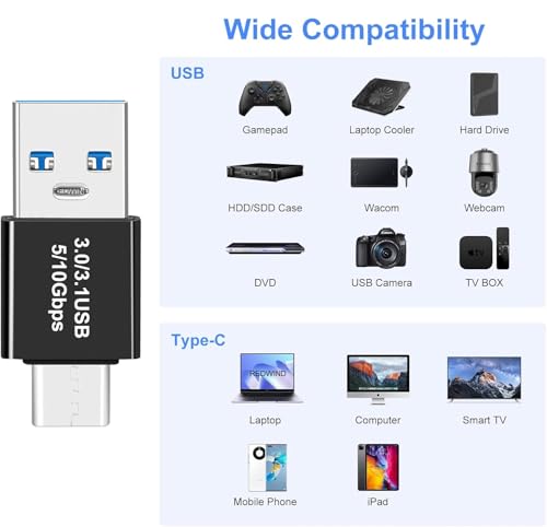 Image of REDWIND USB Type-C with USB A-Male Connector, USB 3.0 Adapter, Male-Joiner Plug Coupler Extender USB 3.1 Gen 2 Super Speed Charging and Upto 10Gbps Transfer Speed Type-A to Type C