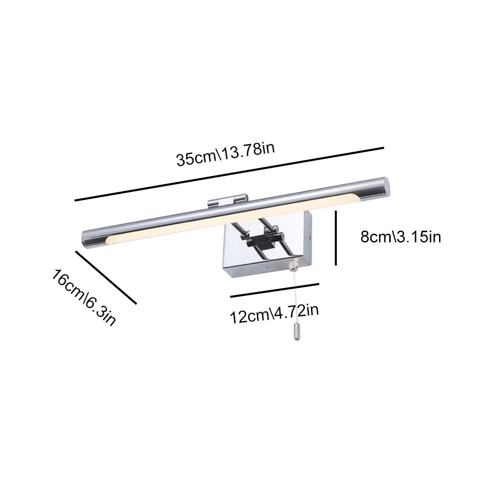 Jadssox Barra Luminosa cromata per Trucco Lampada da Specchio lineare a LED per Bagno Luci Anteriori a Specchio Regolabili Sconce da Parete per Trucco con Interruttore a Catena Lampade per armadietto