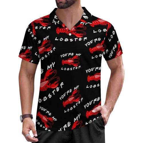 Image of You are My Lobster Men's Polo Shirts Short Sleeve Slim Fit Collared Golf Shirt Casual Tops T Shirts
