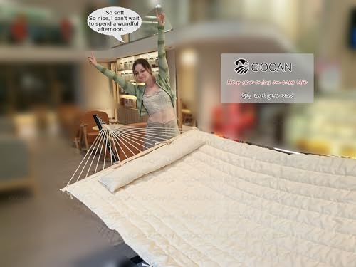 Image of GOCAN Mesh Hammock,Cotton Rope hammocks with Pad Chains Hooks Tree Straps fit Stands from 9' to 15' for Outside Indoor Patio Yard