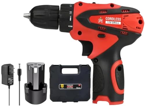 Image of JPT 12V Powerful Cordless Drill Machine | 1350 RPM | 18 Torque | 10MM | 1.50 KW | 2 Speed Gear | ๐๐ง๐ ๐๐๐ญ๐ญ๐๐ซy| Fast Charger | Keyless Chuck | Carrying Bag