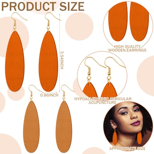 Ecally 16 Pairs Bohemian Wood Earrings Natural Wood Earrings African Jewelry Vintage Teardrop Dangle Eardrop for Women2