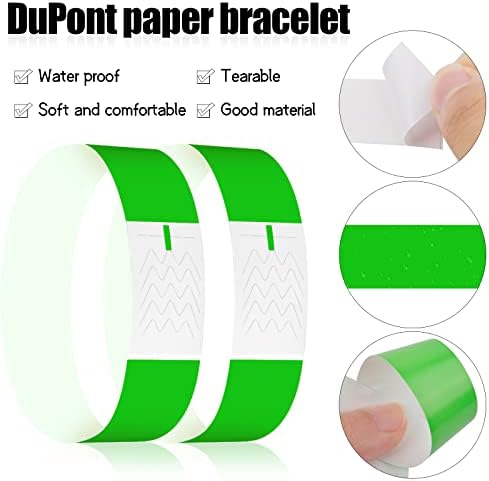 100 Pack Wristbands 3/4 inch, Event Wristbands Multicolour with Adhesive Closure, Event Bracelets Party Wrist Band, Paper ID Wristband for Club Festival Waterparks Security