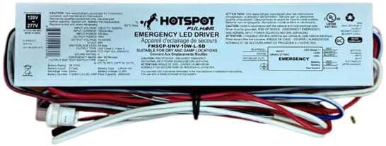 Fulham HotSpot FHSCP-UNV-10W-L-SD Emergency LED Driver, 10W Constant Power, 120-277V, Self-Diagnostic, 1.5-Hour Runtime, Lithium Battery, Class 2, Damp Location Rated