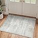 Bavni Washable Rug, Soft Abstract Rugs Non-Slip, Thin Foldable 3x5 Rug, Modern Stain Resistant Area Rug for Living Room, Kitchen, Bedroom, White/Grey
