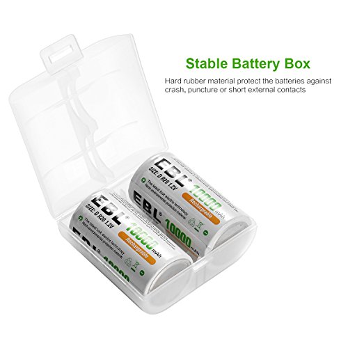 Ebl Pack Of 8 10000Mah Ni-Mh D Cells Rechargeable Batteries, Battery Case Included #TOP1