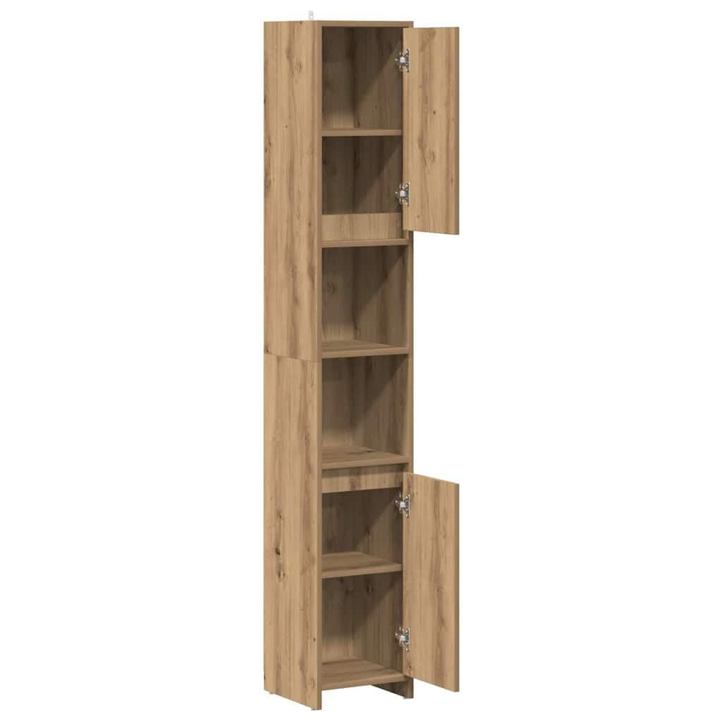 vidaXL Armario de baño Madera ingeniería Roble Artisan 30x30x183,5 cm, Mueble de baño, Armario de Aseo, Armario de almacenaje para baño