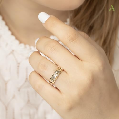 Amberta Italien 14 Karat Statement Ring aud Gold | 14 Karat Goldring | Echt Gold Ring Diamantschliff | Ring Gold 14 Karat Damen – Bild 5