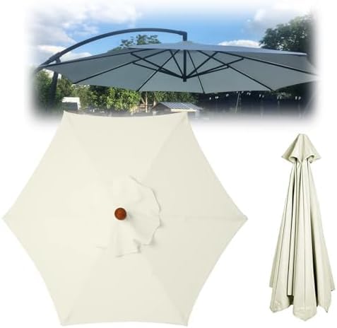 Zapasowy baldachim do parasola offsetowego, 6, 8 żeber, pokrowiec na parasol ogrodowy, odporny na promieniowanie UV, tkanina odporna na blaknięcie, beżowy, 3,0 m 2,8 m, trwałe rozwiązanie do