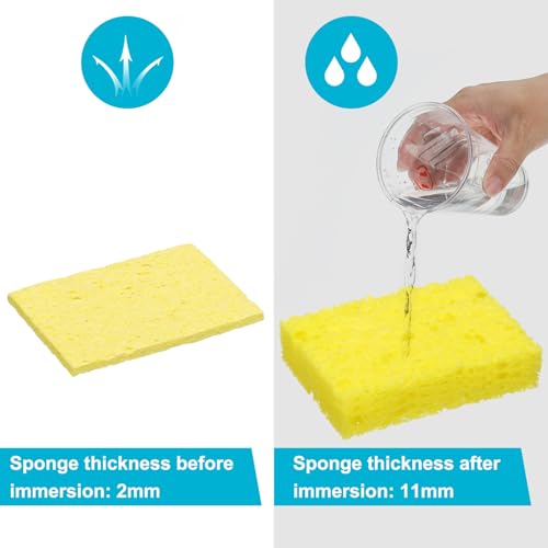 Image of uxcell Soldering Sponge 1.97 inch x 1.38 inch Rectangle Sponge Replacement Welding Soldering Iron Tip Cleaning Pads Soldering Iron Special High Temperature Sponge Yellow 20pcs