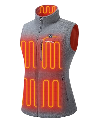 Image of Venustas Women's Heated Fleece Vest with 6 Heating Zones, Ladies' Lightweight Recycled Fleece Electric Vest with Battery