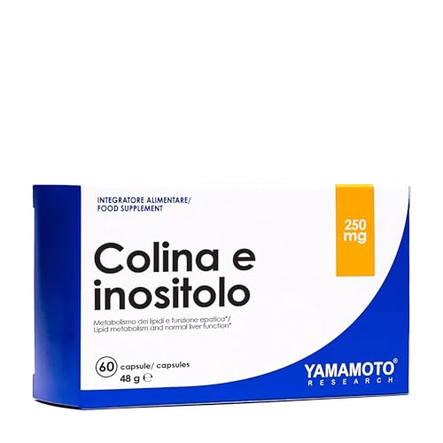 YAMAMOTO RESEARCH Colina e inositolo 60 Capsule, Integratore Alimentare che apporta 250 mg di Inositolo (Vitamina B7) e di Colina (Vitamina J) per Capsula, Supporta la Funzionalità Epatica