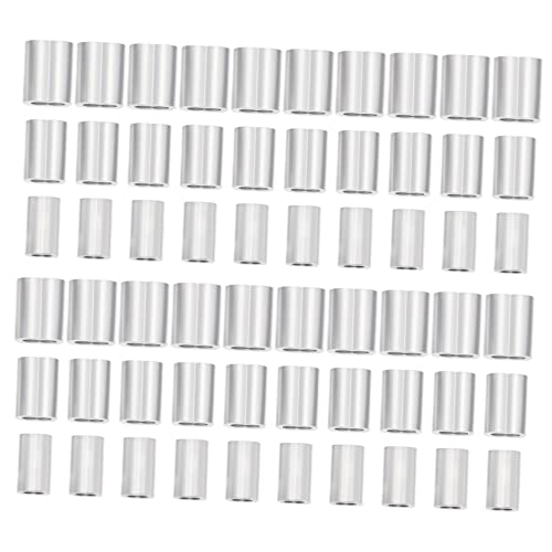 KICHOUSE 180pcs Aluminum Wire Rope Sleeve Aluminum Buckle Double Hanging Wire Ferrules Aluminum Loop Sleeves Double Ferrule Crimping Tool Wire Rope Stop Sleeve Crimp Rope Cable Ends Silver