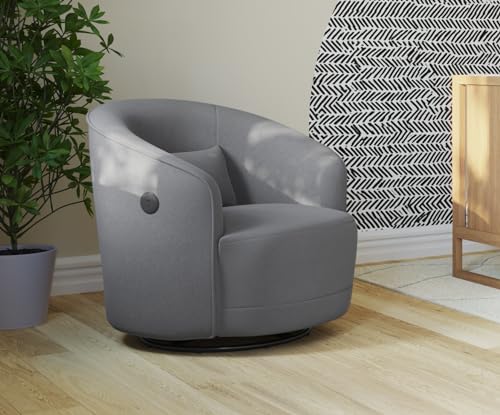 Nurture& The Swivel Premium Glider Swivel Chair for Nursery or Living Room with Built-in USB Charger and Stain-Resistant Performance Fabric (Gray)