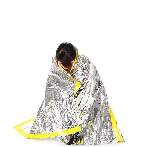 Mipcase Outdoor Portable Emergency Silver Foil Thermal Blanket for Aid and Survival Compact Reusable for Hiking and Outdoor Adventures Silver and Yellow