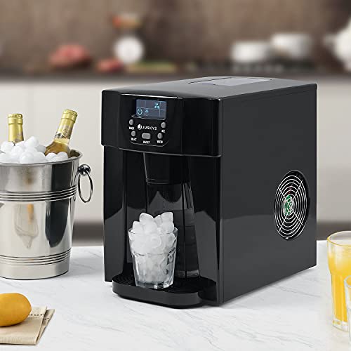Juskys Eiswürfelmaschine PIM200L mit 2in1 Direkt-Spender & Timer — bis 12kg / Tag, Eiswürfel in 6-10 Minuten, 2 Größen, 2L Tank — Eiswürfelbereiter schwarz – Bild 4