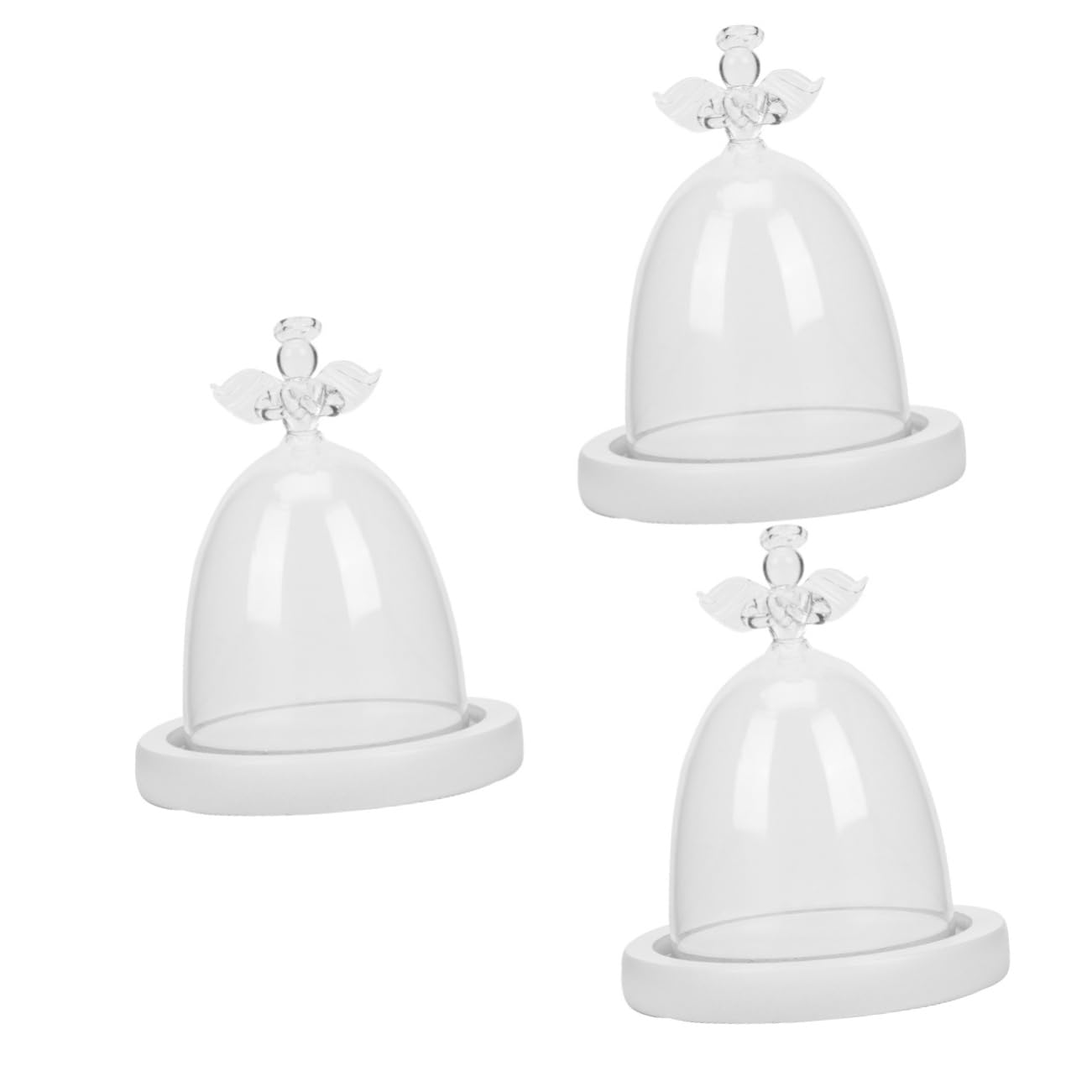 PRETYZOOM 3 Piezas De Cubierta De Cristal De Ángel Cubierta Cónica Inmortal Mini Soporte Para Tartas Velas Campana Tarro Cúpula Cubierta A Prueba De Polvo Decoración Postre