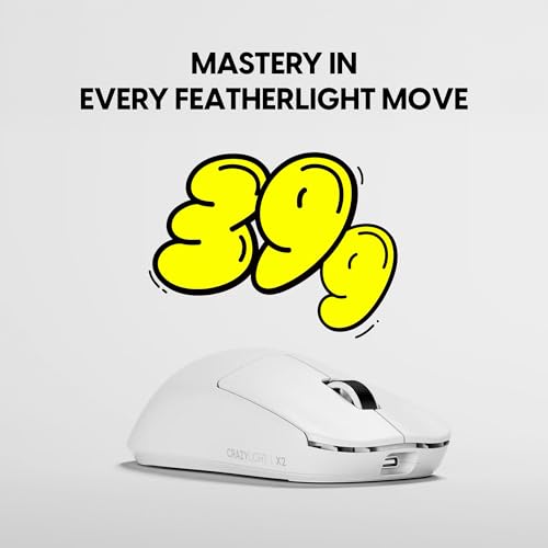 Image of Pulsar Gaming Gears X2 Crazylight Wireless Gaming Mouse, Ultra Lightweight 1.38 oz (39g), Optical Switch, 32000 DPI, 750 IPS, XS-1 Sensor, 8k Compatible (Medium, Uyuni White)
