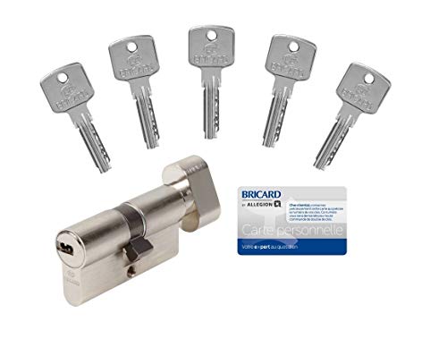 Bricard 15104 Cylindre A6 30+30 à bouton avec 5 clés Nickelé