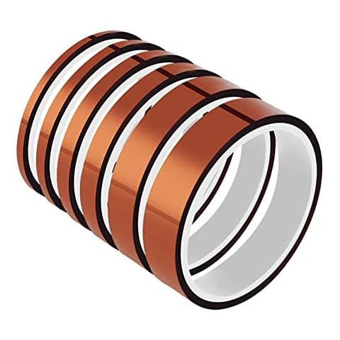 6 Roll 10m High Temp Tapes - YTBUBOR Polyimide Film Adhesive Tape Multi-width 0.4/0.6/0.8/1/1.2/2cm, Worked Well for Masking, Soldering, Powder Coating, Printing PCB board and Packing Fixing Cover