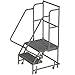 Tri-Arc KDSR112246-D2 12-Step 20" Deep Top Steel Rolling Industrial & Warehouse Ladder with Handrails, 24" Wide Perforated Tread