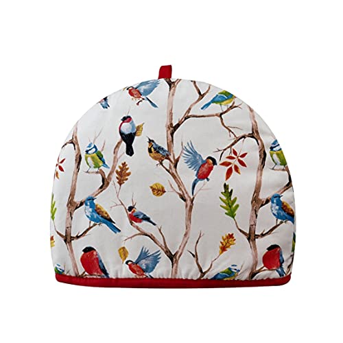 Couvre-théière pour petite et moyenne taille - 6 tasses isolées - 35 x 27 x 3 cm - Grand cadeau amusant d'anniversaire, de Noël, de cuisine, de maison, d'oiseaux de printemps Cover