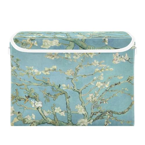Mnsruu Paniers de rangement pliables avec couvercles, Van Gogh, amandier, fleur, arbre de rangement, paniers de rangement pour vêtements – vue 2