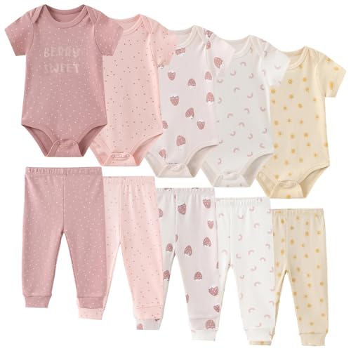 Image of JELYLOVE Unisex Baby Boy Girl Pants Sets 10 pack Cotton Casual New born Clothes Comfort Infant Outfit