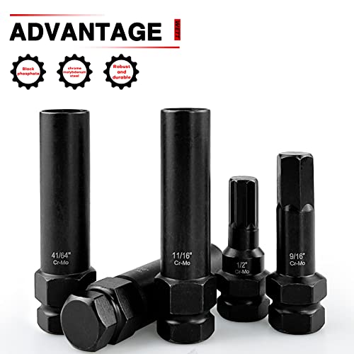 Wett Locking Lug Nut Master Key Set, 16 Piece Wheel Lock Removal Tool Kit, Thin Wall Spline Lug Nut Socket, Cr-Mo Steel, Sae & Metric #TOP4