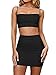 BEAGIMEG Women's Ruched Cami Crop Top Bodycon Skirt 2 Piece Outfits Dress Black