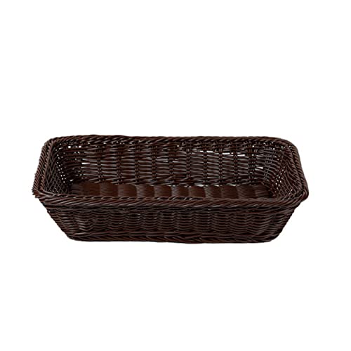 CIANAP 藤かご 和風収納 雑貨店 チェスト リモコンラック 50*40*8cm リビング 居間 果物入れ 雑貨収納 長方形 コーヒー色 洗面所 化粧台 雑貨 卓上収納 小物入れ シンプル 手編み お菓子入れ 野菜バスケット かご藤 トレー お盆 食器