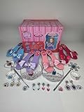 Princess Dress Up Mädchen Schuhe - Kleinkind Fersen Spielen Schuhe & Pretend Schmuck Zubehör Sets, Spielzeug für Kinder mit Kindern Krone, Ring, Armband für kleine Mädchen im Alter von 3-6 Geburtstag