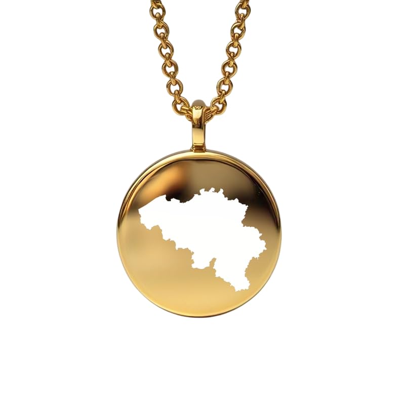Pendentif Belgique argent plaqué or - Cadeau voyage idéal et médaillon souvenir