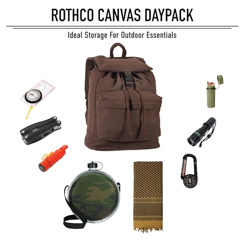 Rothco Canvas Daypack – Heavy-Duty Cotton Canvas Backpack for Hiking, Camping, Traveling, and Daily Use – 34L Capacity, Navy Blue4
