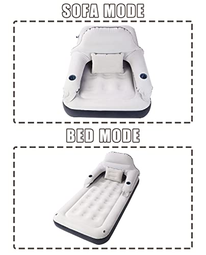 JEAOUIA Twin Air Mattress for Tents Camping - 9" Raised Portable Single Inflatable Couch with Soft Backrest Patch Kit - Blow Up Bed for Car Travel/Overnight Outdoors/Family Leisure - Thumbnail 3