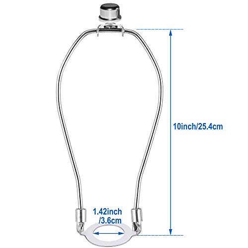ECUDIS 10 Inch Lamp Shade Harp, Heavy Duty Lamp Harp Adapter Polished Silver Plated Lamp Shade Parts, Lamp Shade Harp Holder with Light Base for Table and Floor Lamps, Detachable Parts 1-7/16\"(36MM)