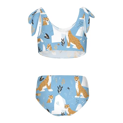 Modern Leopard Pattern Girls' 2 Piecing Kids Bikini Set Beach Bathing Suit Swimwear Adjustable Strap2