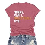 LuxLass Volleyball Shirts for Women Volleyball Lover T-Shirt Funny Game Day Tee Tops Pink