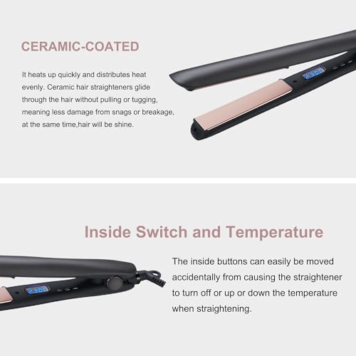 Hair Straighteners for Women,3cm Ceramic Plate 100℃ to 230℃ Inside Temp Button LED Digital Display Hair Straightener 2m 360 ° Swivel Cord for Thick Long Short Medium Hair - Image 4