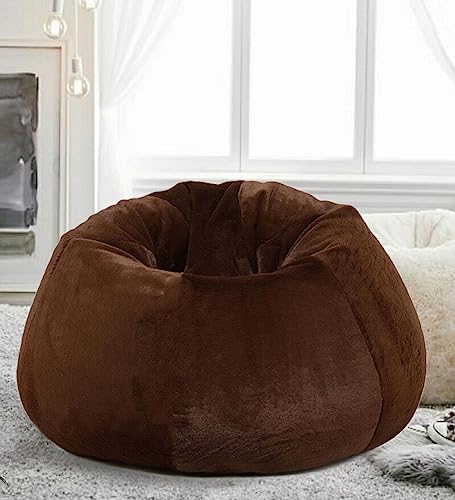 Image of New Brown Classic Design Furry, Bean Bags with Beans Filled, Chair. Premium and Luxurious Fur Bean Bag with thermocol Balls XXXL (Brown)