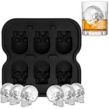Skull Ice Cube Mold,JLMIH 6-1.2" Cavity Silicone Skull Ice Tray Fun Shapes for Halloween& Party Drinks,Whiskey, Cocktail, Bar,Easy Release & Dishwasher Safe