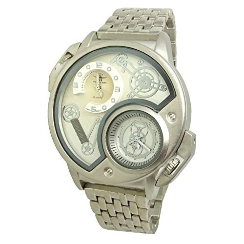 Montre Homme Mr Daddy 2.0 Argente Acier Blanc Argent 2 FUSEAUX HORAIRE Classique