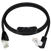 RJ45 تمديد كابل CAT6e إيثرنت 90 درجة الذكور إلى الذكور موصل شبكة الكابل مع تشغيل/إيقاف التبديل في خط مقرنة ل Cat6/Cat5e/Cat5 إيثرنت كابل 3.3 FT/1 M زاوية تصل