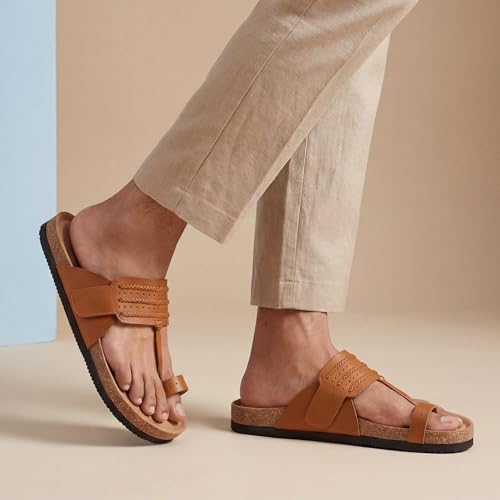 Image of Frido Puneri Chappal for Men | Available in 2 Options- Arch Support & Without Arch | Traditional Indian Leather Sandals with Memory Foam, Wide Toe Box & Zero Drop Design | Adjustable Ethnic Footwear