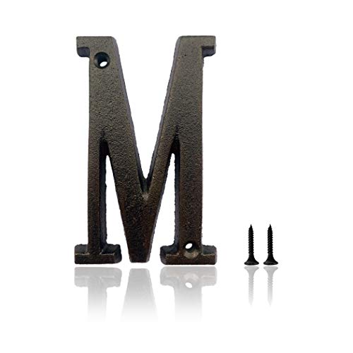 5.5 Inch House Numbers, Cast Iron House Numbers for Outside, Address Numbers for Houses, Farmhouse, Garage, Shop, Offices, Hotel, LETTER M