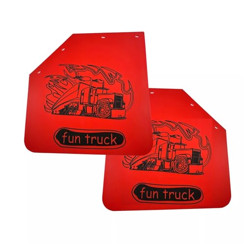 Image of Pair 24 inch x 24 inch Red Rear Angled Mud Flaps for Semi Truck Trailer Heavy Duty 1 /5 inch Thick