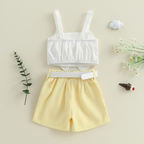 Kuriozud Toddler Little Girl Summer Clothes Spaghetti Strap Tank Tops Split Hem Skorts Shorts Set 2 Piece Outfit3
