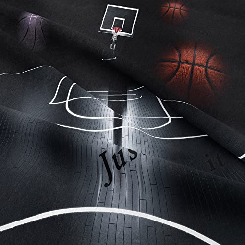 Tailor Shop Sports Basketball Comforter Set For Boys Teens Men Black Basketball Court Comforter Basketball Quilt Bedding Set Soft Lightweight Microfiber Twin Size With 1 Comforter 1 Pillowcase… #TOP4