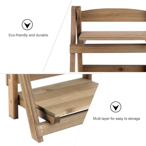 Étagère pliante simple en bois rétro à double niveau gain de place - 8